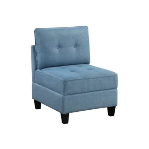 BM345343 Gey Modular Storage Accent Armless Chair, Tufted Blue Upholstery