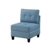 Gey Modular Storage Accent Armless Chair, Tufted Blue Upholstery