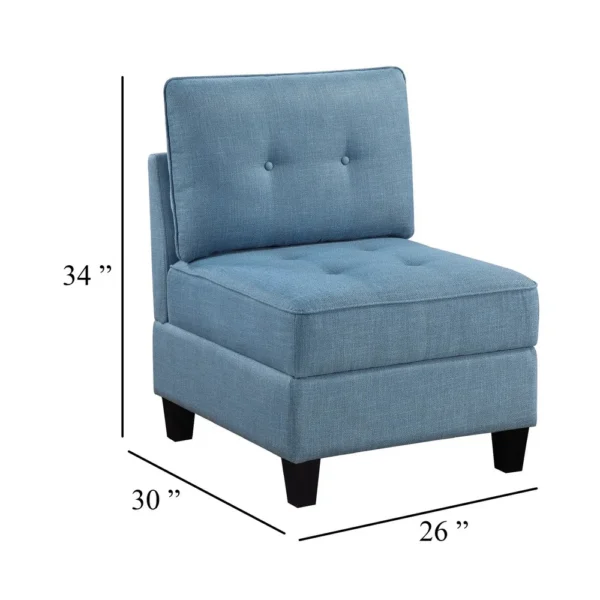 Gey Modular Storage Accent Armless Chair, Tufted Blue Upholstery