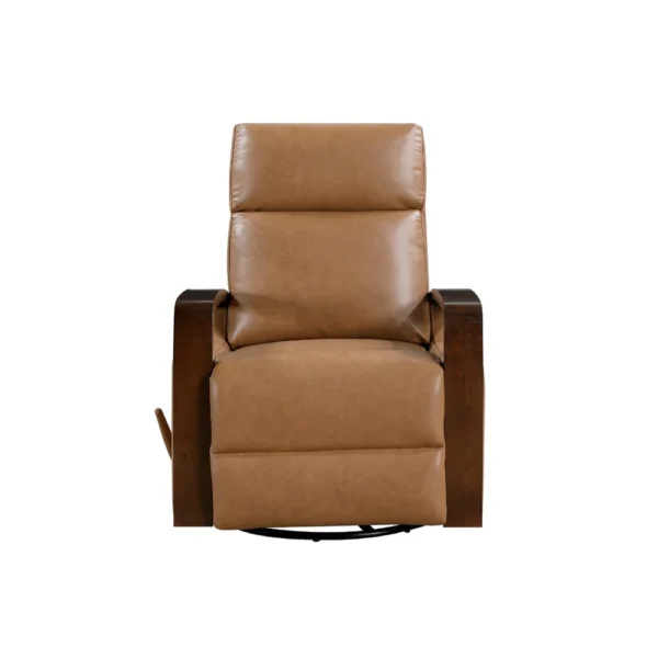 BM345346 Mery Swivel Glider Manual Reclining Chair, Camel Brown Faux Leather