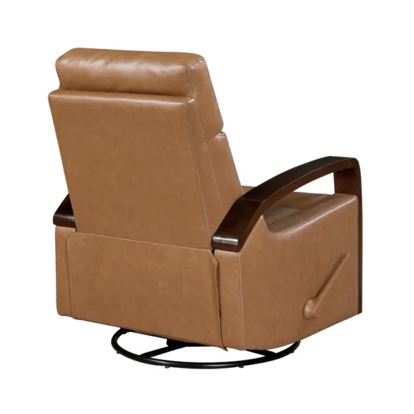 BM345346_2 Mery Swivel Glider Manual Reclining Chair, Camel Brown Faux Leather