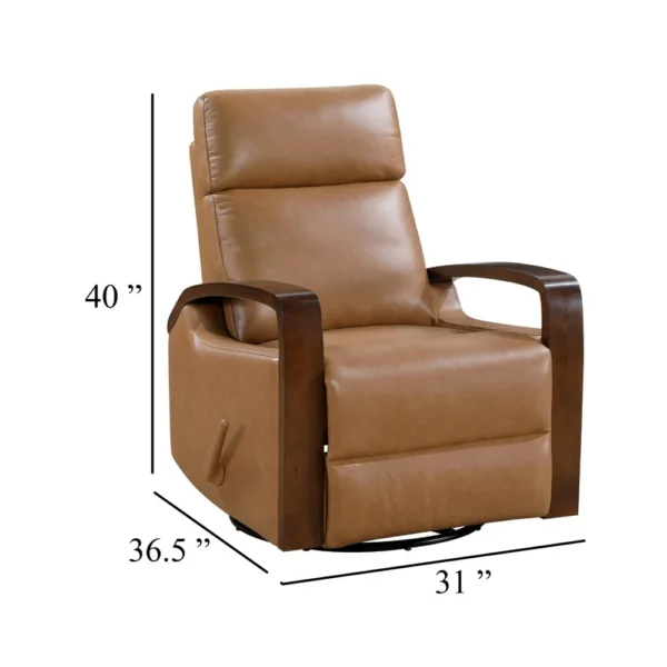 BM345346_4 Mery Swivel Glider Manual Reclining Chair, Camel Brown Faux Leather