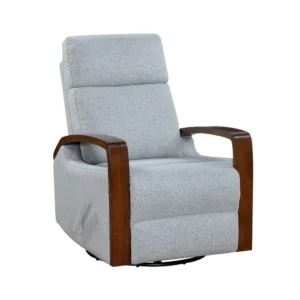 Mery Swivel Glider Manual Reclining Chair, Light Gray Boucle Fabric