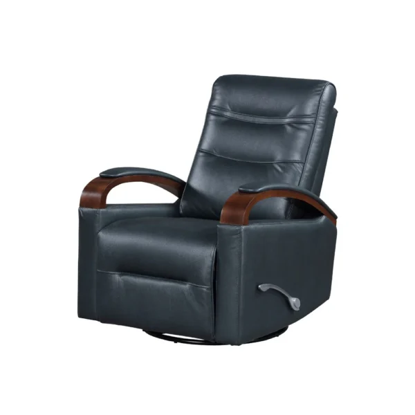 Gex Swivel Glider Manual Reclining Chair, Dark Blue Faux Leather