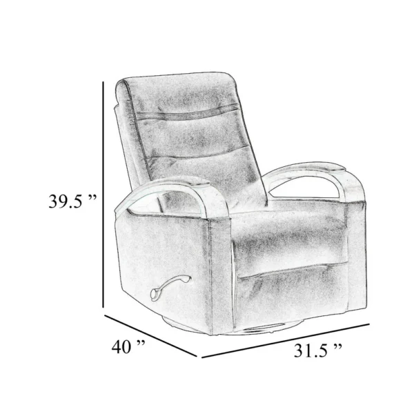 Gex Swivel Glider Manual Reclining Chair, Smoke Gray Faux Leather