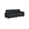 BM345360 Mala Sleeper Sofa, Foam Padded, Black Faux Leather, Walnut Brown Legs