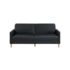 BM345360_1 Mala Sleeper Sofa, Foam Padded, Black Faux Leather, Walnut Brown Legs