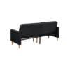 BM345360_2 Mala Sleeper Sofa, Foam Padded, Black Faux Leather, Walnut Brown Legs