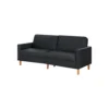 BM345360_3 Mala Sleeper Sofa, Foam Padded, Black Faux Leather, Walnut Brown Legs