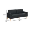 BM345360_4 Mala Sleeper Sofa, Foam Padded, Black Faux Leather, Walnut Brown Legs