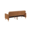 BM345361_2 Mala Sleeper Sofa, Foam Padded, Camel Brown Faux Leather, Wood Frame