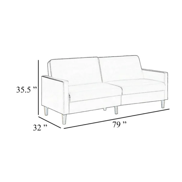 BM345361_4 Mala Sleeper Sofa, Foam Padded, Camel Brown Faux Leather, Wood Frame