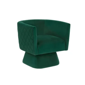 Cabe Swivel Accent Armchair, Diamond Stitch Back, Emerald Green Velvet