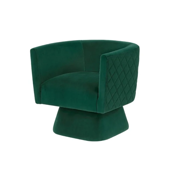 BM345362_3 Cabe Swivel Accent Armchair, Diamond Stitch Back, Emerald Green Velvet