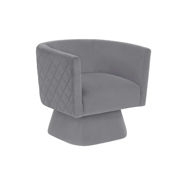 BM345363 Cabe Swivel Accent Armchair, Diamond Stitch Back, Modern Gray Velvet