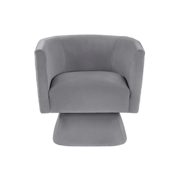 BM345363_1 Cabe Swivel Accent Armchair, Diamond Stitch Back, Modern Gray Velvet