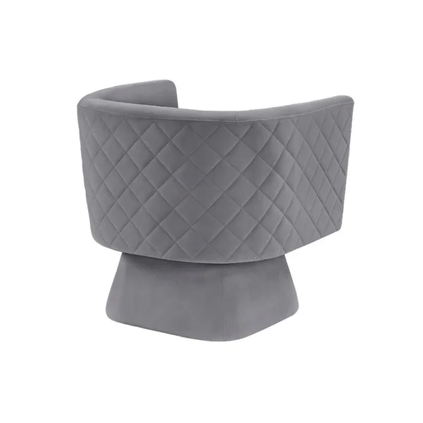 BM345363_2 Cabe Swivel Accent Armchair, Diamond Stitch Back, Modern Gray Velvet