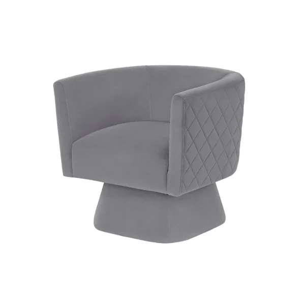 BM345363_3 Cabe Swivel Accent Armchair, Diamond Stitch Back, Modern Gray Velvet