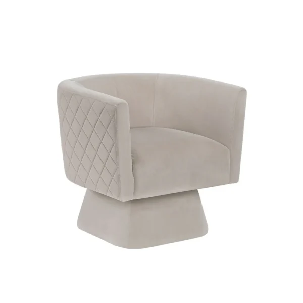 Cabe Swivel Accent Armchair, Diamond Stitch Back, Taupe Brown Velvet