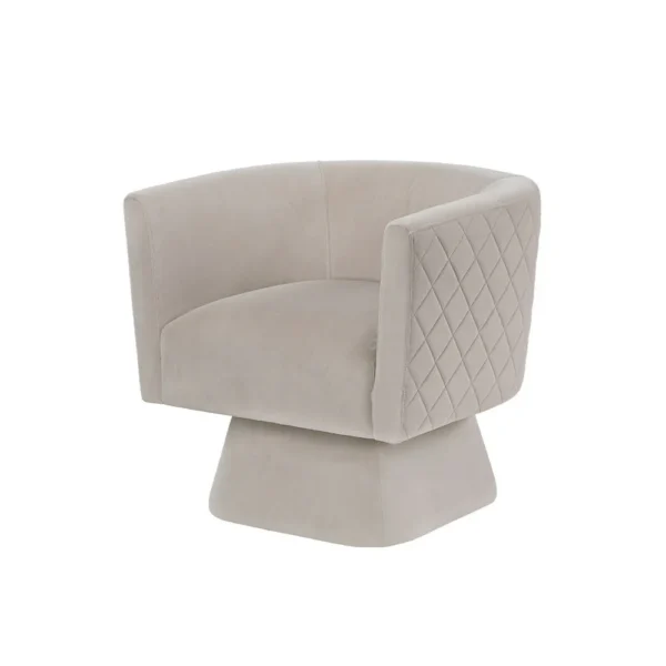 Cabe Swivel Accent Armchair, Diamond Stitch Back, Taupe Brown Velvet