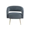 Noel Accent Chair, Curved Open Back, Dark Gray Velvet, Gold Metal Legs