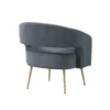 Noel Accent Chair, Curved Open Back, Dark Gray Velvet, Gold Metal Legs