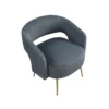 Noel Accent Chair, Curved Open Back, Dark Gray Velvet, Gold Metal Legs