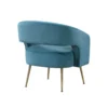 Noel Accent Chair, Curved Open Back, Teal Blue Velvet, Gold Metal Legs