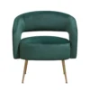 BM345367_1 Noel Accent Chair, Curved Open Back, Dark Green Velvet, Gold Metal Legs
