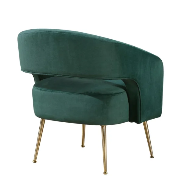BM345367_2 Noel Accent Chair, Curved Open Back, Dark Green Velvet, Gold Metal Legs