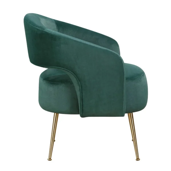BM345367_3 Noel Accent Chair, Curved Open Back, Dark Green Velvet, Gold Metal Legs
