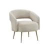 BM345368 Noel Accent Chair, Curved Open Back, Taupe Brown Velvet, Gold Metal Legs