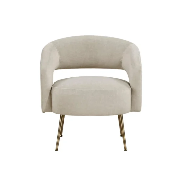 BM345368_1 Noel Accent Chair, Curved Open Back, Taupe Brown Velvet, Gold Metal Legs
