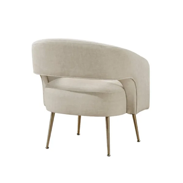 BM345368_2 Noel Accent Chair, Curved Open Back, Taupe Brown Velvet, Gold Metal Legs