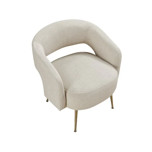 BM345368_3 Noel Accent Chair, Curved Open Back, Taupe Brown Velvet, Gold Metal Legs