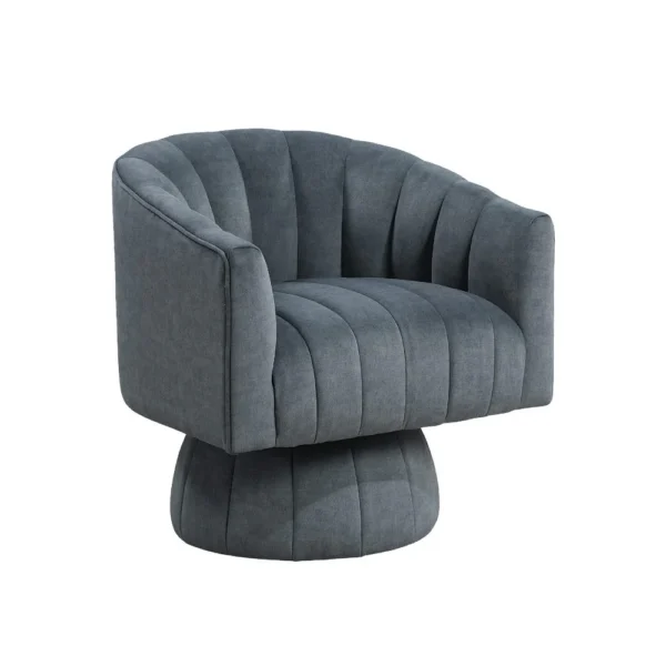 Rex Swivel Accent Chair, Barrel Channel Stitched Velvet, Dark Gray