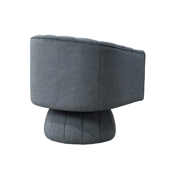 Rex Swivel Accent Chair, Barrel Channel Stitched Velvet, Dark Gray