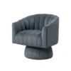 Rex Swivel Accent Chair, Barrel Channel Stitched Velvet, Dark Gray