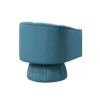 Rex Swivel Accent Chair, Barrel Channel Stitched Velvet, Teal Blue