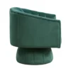 Rex Swivel Accent Chair, Barrel Channel Stitched Velvet, Green