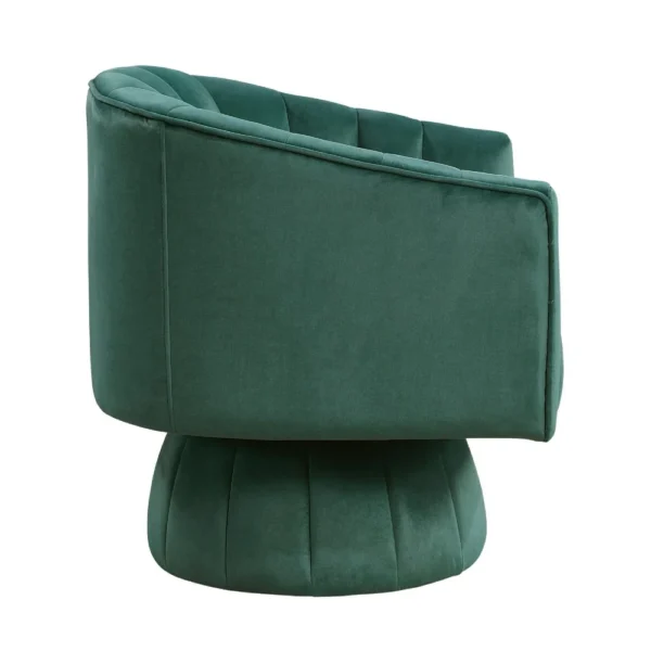 Rex Swivel Accent Chair, Barrel Channel Stitched Velvet, Green