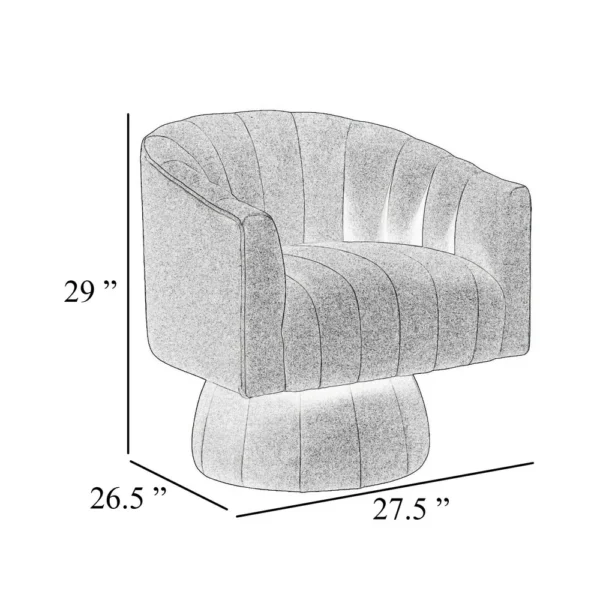 Rex Swivel Accent Chair, Barrel Channel Stitched Velvet, Taupe Brown