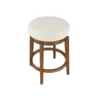 Lex Swivel Counter Stool, 27 Inch Backless, White Boucle, Brown Legs