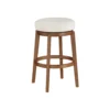 Lex Swivel Bar Stool, 31 Inch Backless, White Boucle Seat, Brown Legs