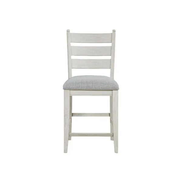BM345375_1 Wen Counter Height Chair Set of 2, Gray Fabric Seat, Weathered White