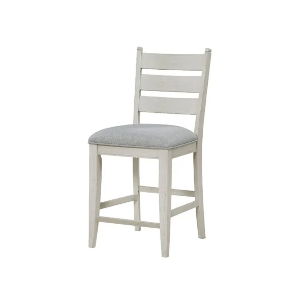 BM345375_3 Wen Counter Height Chair Set of 2, Gray Fabric Seat, Weathered White