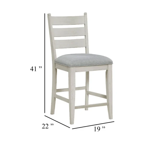 BM345375_4 Wen Counter Height Chair Set of 2, Gray Fabric Seat, Weathered White