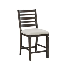 BM345378 Vicy Counter Height Chair Set of 2, Beige Fabric Seat, Espresso Brown