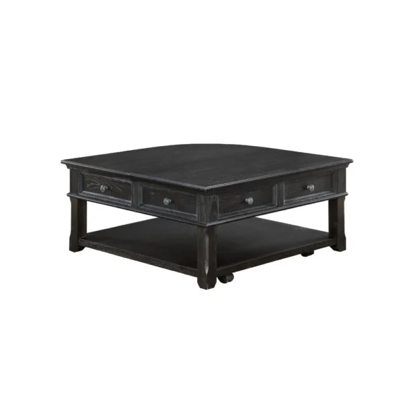 Riel Cocktail Coffee Table w Storage, 38 Inch Lift Top, Charcoal Black