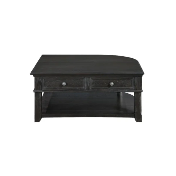 Riel Cocktail Coffee Table w Storage, 38 Inch Lift Top, Charcoal Black